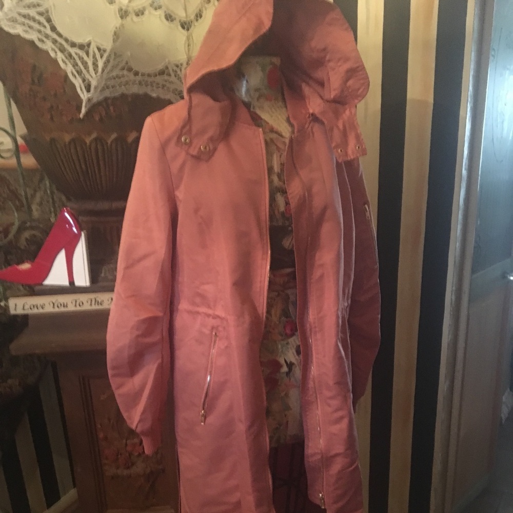 Peach colored Rain Coat